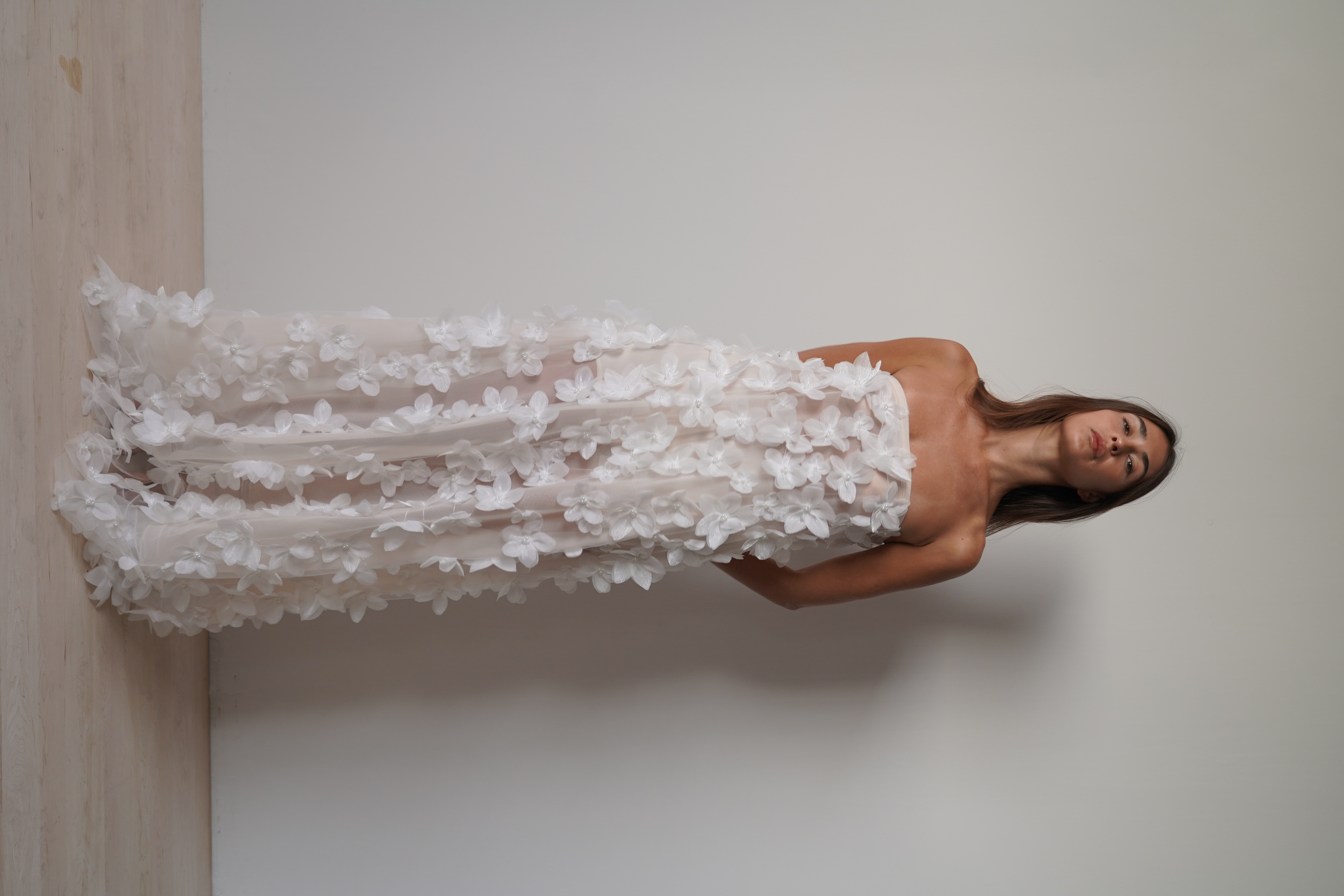 Floral 3D appliqué gown